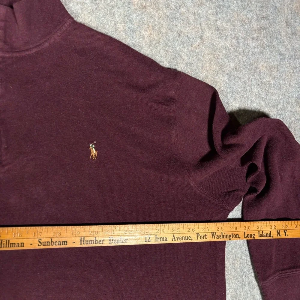 Polo Ralph Lauren Pullover Mens 2XB Burgundy Estate Rib Quarter Zip Sweater Logo